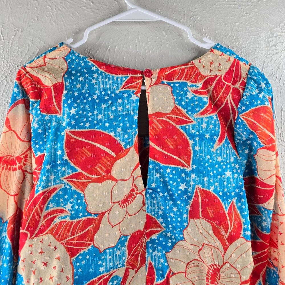 Farm Rio x Anthropologie Blouse Medium Pineapple Floral Print Artsy Colorful Top - Picture 7 of 12
